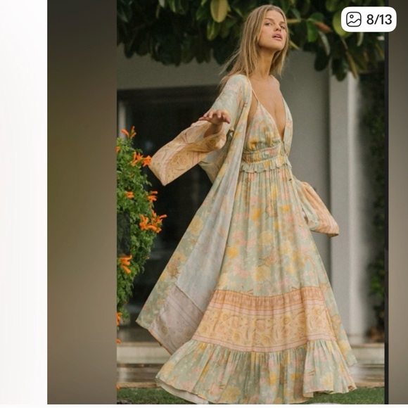 Spell Women's Bohemian Floral Jacket - Mint and Pastel Yellow - Picture 8 of 11